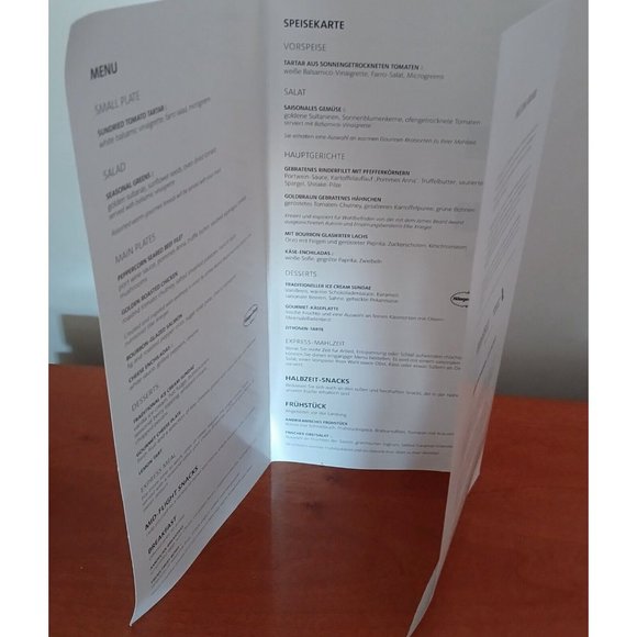 American Airlines Flagship Business Class Menu and Amenity Bag CLTMUC Oct 2023 - Picture 15 of 16